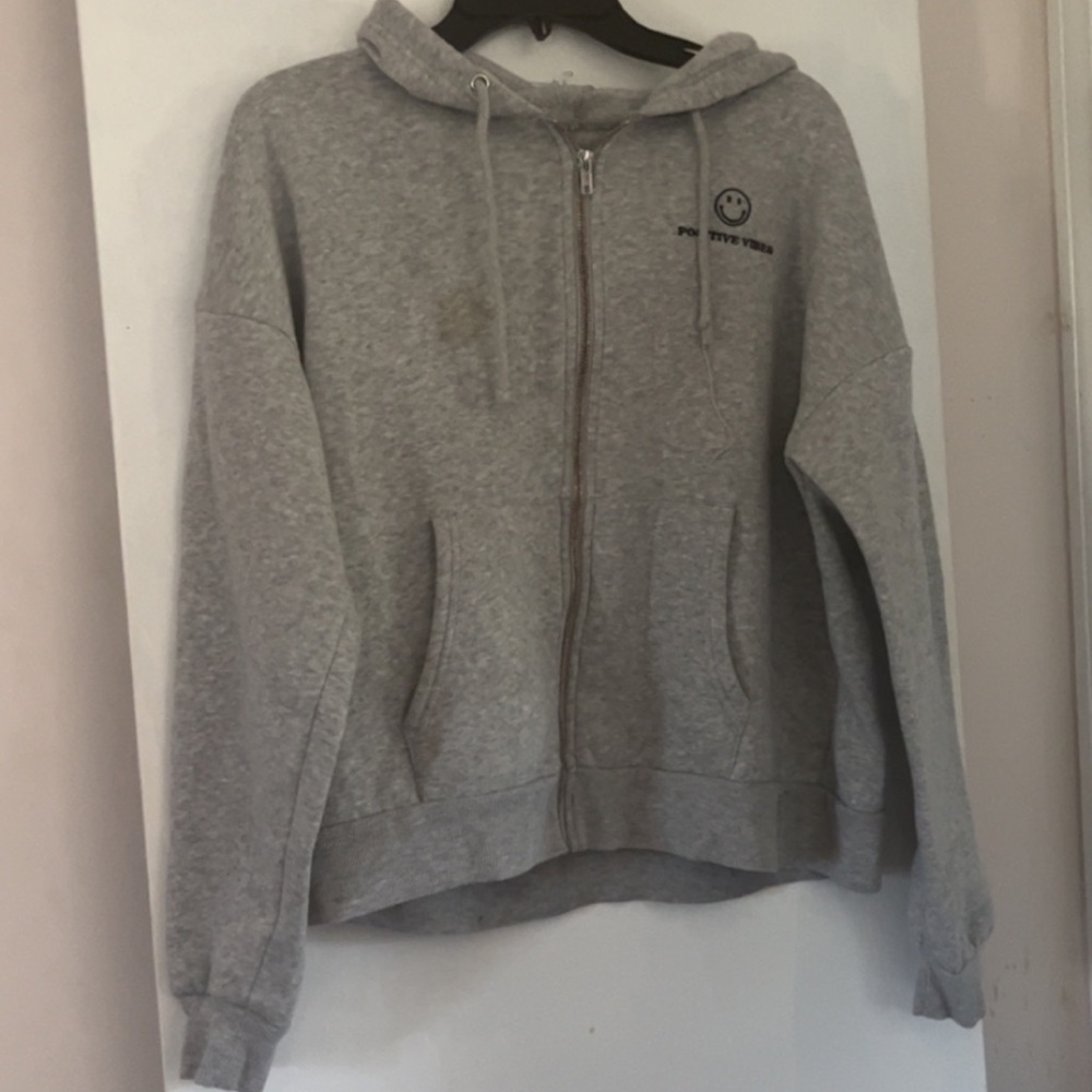 Grey zip up hoodie